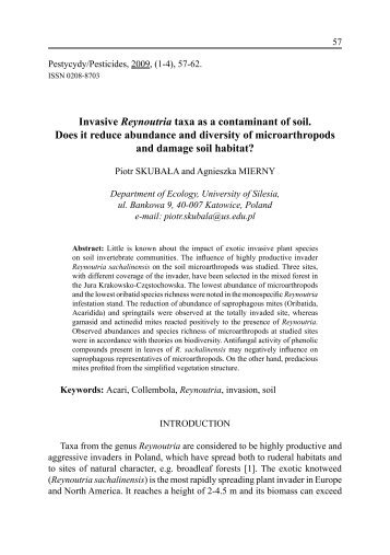 Invasive Reynoutria taxa as a contaminant of soil. Does it reduce ...