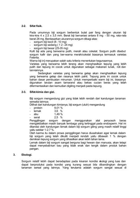 Teknologi budidaya sorgum - Pustaka Deptan - Departemen Pertanian