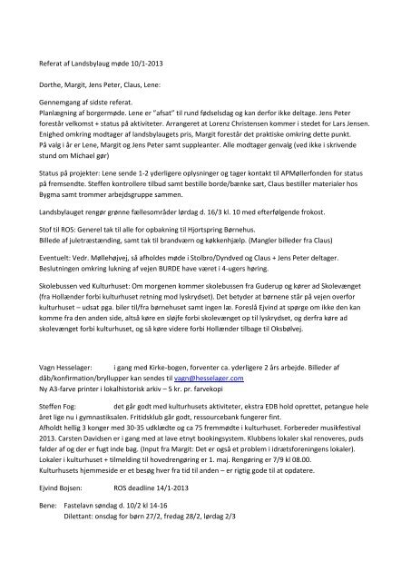 Referat af Landsbylaug mÃ¸de 10 jan 2013 - Stevning