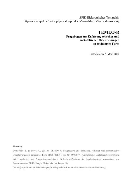 ausfÃƒÂ¼hrliche PSYNDEX Tests-Beschreibung - ZPID