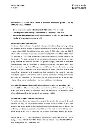 PR Balance sheet report 2012 - Drees & Sommer