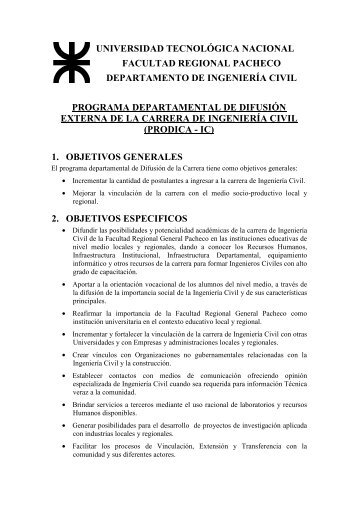 Programa de DifusiÃ³n de la Carrera - UTN FRGP - Universidad ...