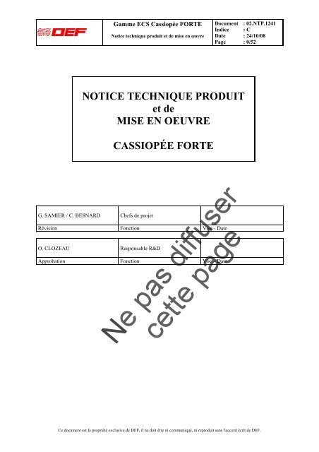 NOTICE TECHNIQUE PRODUIT et de MISE EN OEUVRE ... - DEF