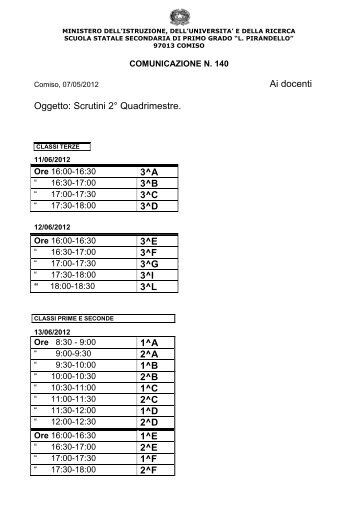 1^A - Scuola Pirandello Comiso - scuolapirandellocomiso.it