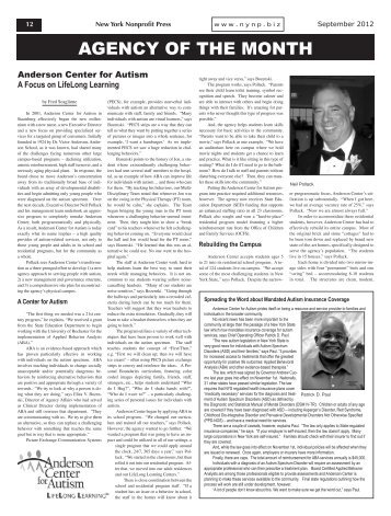 Anderson Center for Autism - New York Nonprofit Press