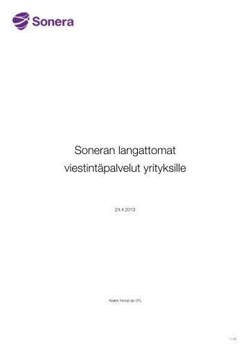 Soneran langattomat viestintÃ¤palvelut yrityksille 24.4.2013