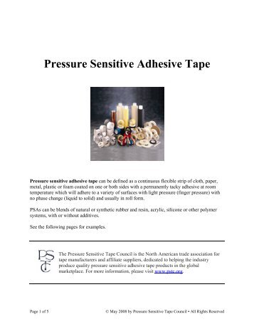 Pressure Sensitive Adhesive Tape - PSTC. Pressure Sensitive Tape ...