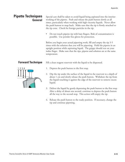 2110XP Ammonia Analyzer User Guide (1574 Kb) - Thermo Scientific