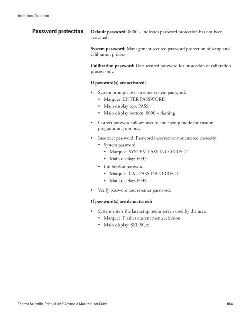 2110XP Ammonia Analyzer User Guide (1574 Kb) - Thermo Scientific