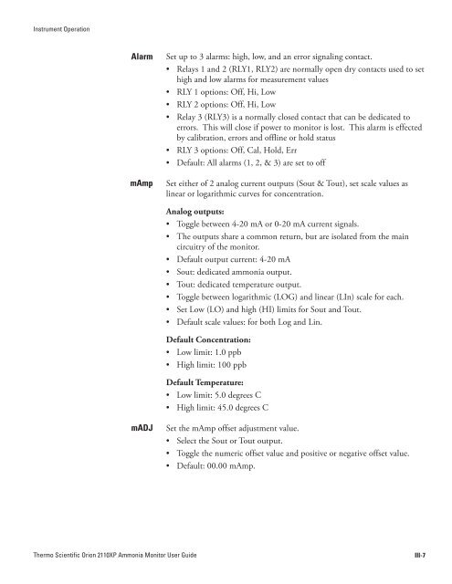 2110XP Ammonia Analyzer User Guide (1574 Kb) - Thermo Scientific