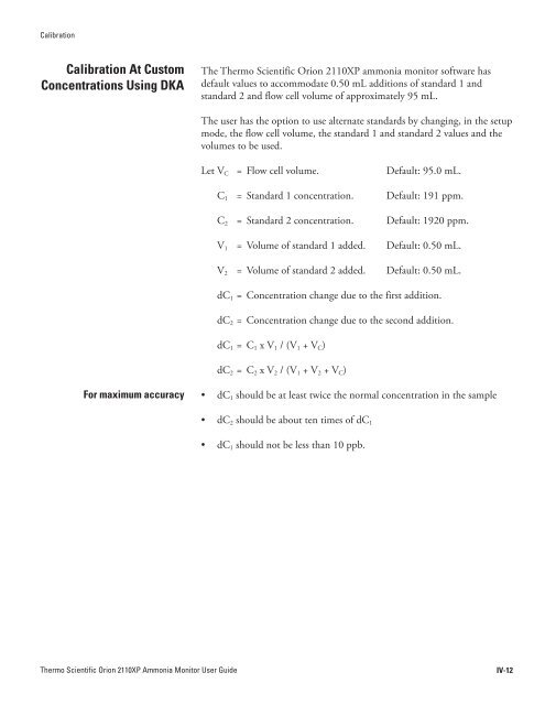 2110XP Ammonia Analyzer User Guide (1574 Kb) - Thermo Scientific