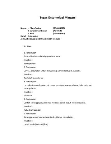 Tugas Entomologi Minggu I