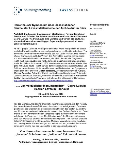 Pressemitteilung als PDF - VolkswagenStiftung