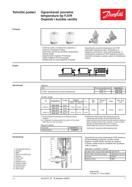 FJVR ogranièavaè povratne temperature - Danfoss.com