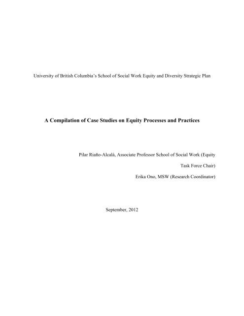 Equity Case Studies Report - School of Social Work - University of ...