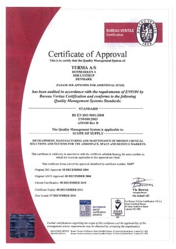 Certificate of Approval - Terma