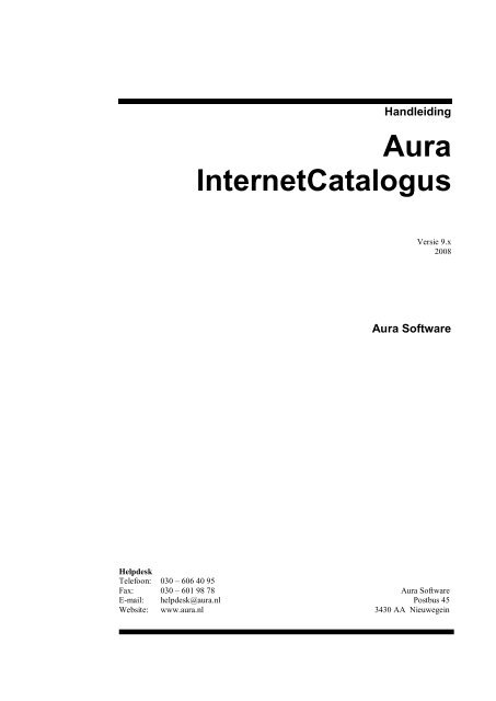 Handleiding Aura Catalogus - Aura Bibliotheek Software