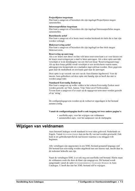 Handleiding Aura Catalogus - Aura Bibliotheek Software