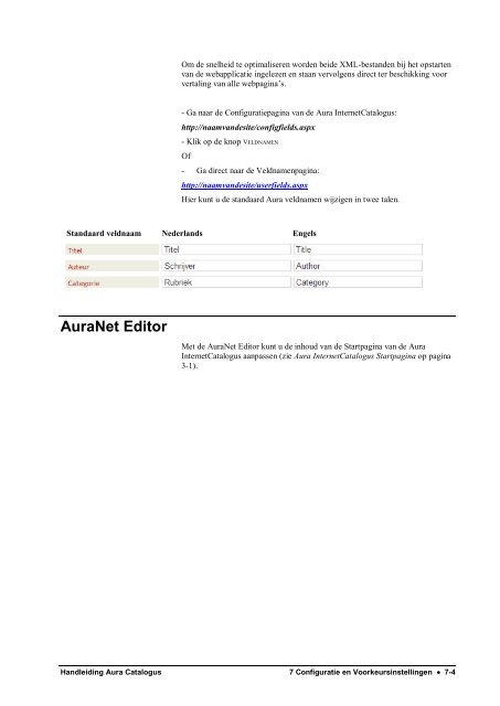 Handleiding Aura Catalogus - Aura Bibliotheek Software