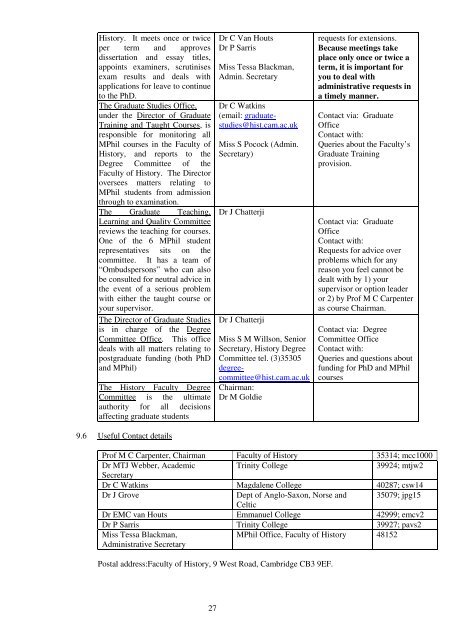 Course Handbook - Faculty of History