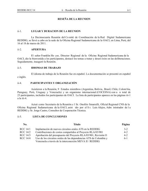 DECIMO CUARTA REUNIÃN DEL COMITÃ DE ... - ICAO