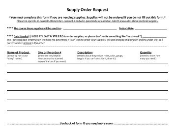 Supply Order Request Form