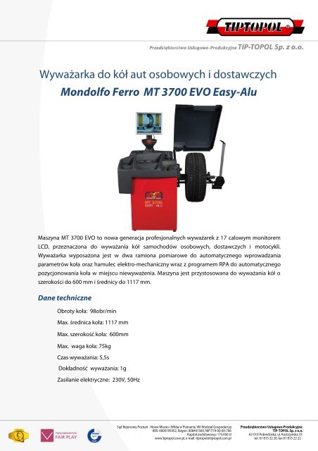 Mondolfo Ferro MT 3700 EVO Easy-Alu - Tiptopol