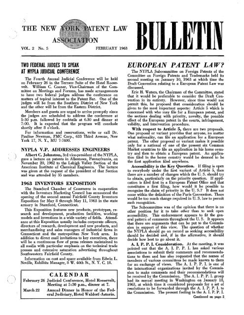 February 1963 - NYIPLA