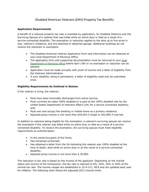 Disabled Veterans Benefits Chart