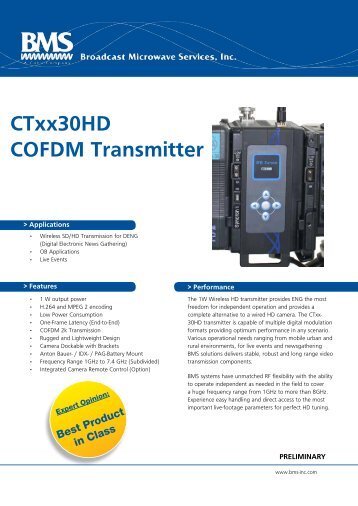 CTxx30HD COFDM Transmitter - Broadcast Microwave Services