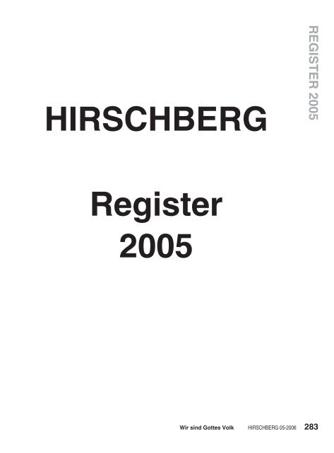 HIRSCHBERG Register 2005 - Kath.de