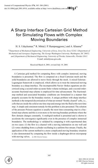 A Sharp Interface Cartesian Grid Method for Simulating Flows with ...