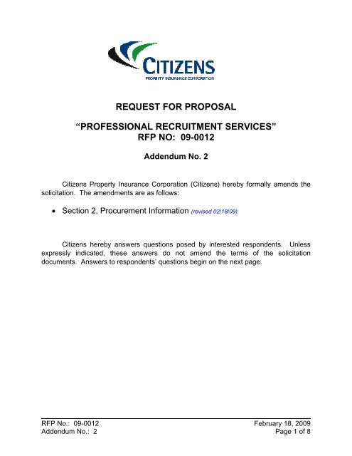 Addendum No 2 Citizens Property Insurance