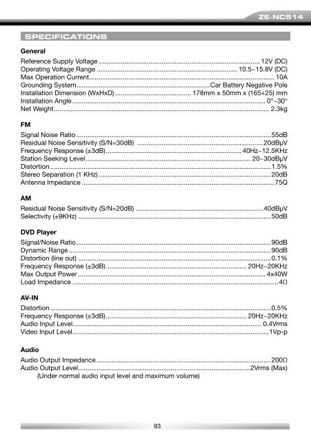 MODEL N0: USER MANUAL - Zenec