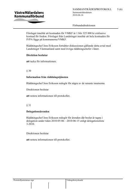 Protokoll frÃ¥n direktionens sammantrÃ¤de_100616.pdf - VÃ¤stra ...