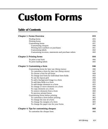 MYOB Manual - Custom Forms