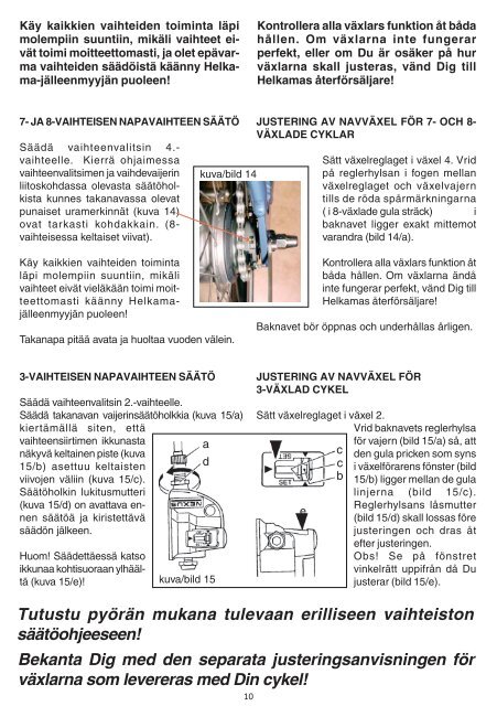 Polkupyörän käyttöopas Bruksanvisning för cykel Bicycle ... - Helkama