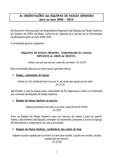 Carta de Lourdes - Equipes Notre-Dame