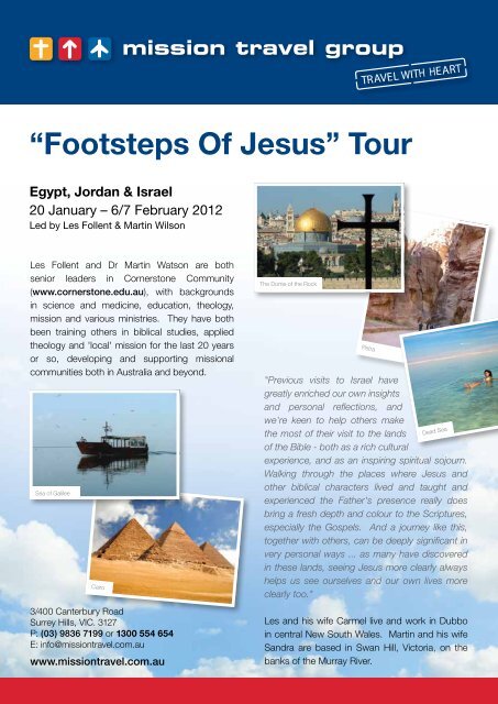 âFootsteps Of Jesusâ Tour - Mission Travel