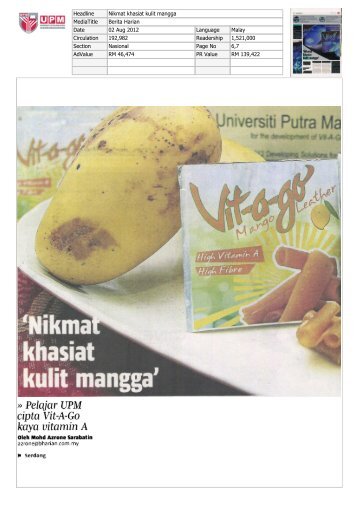 kulit mangga - Universiti Putra Malaysia