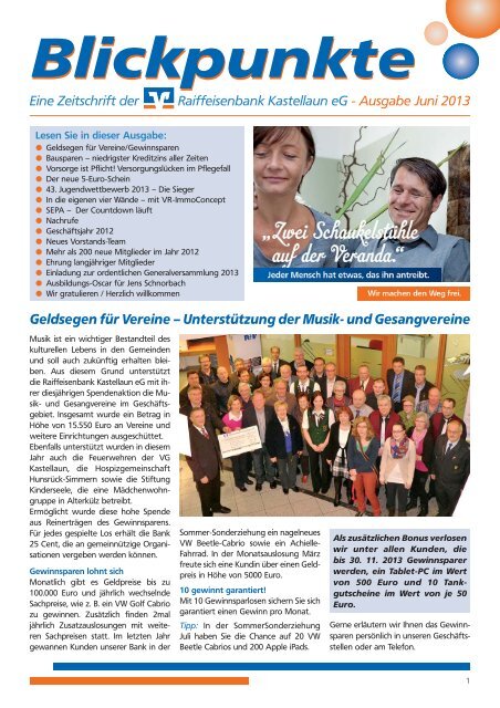 Ausgabe Mai 2013 - Raiffeisenbank Kastellaun eG