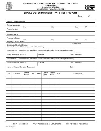 Smoke Detector Sensitivity Test Report, created 3/11