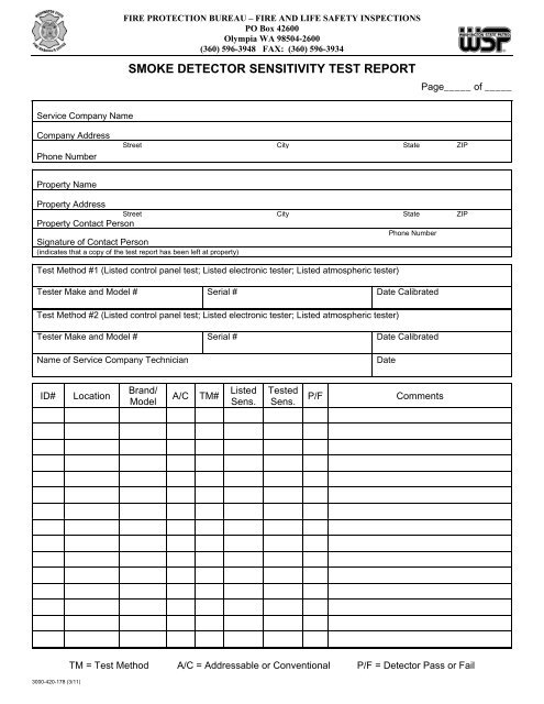 Smoke Detector Sensitivity Test Report, created 3/11