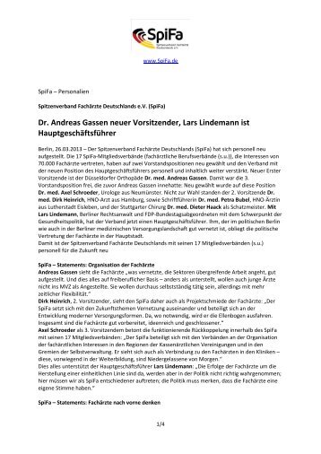 Dr. Andreas Gassen neuer Vorsitzender, Lars Lindemann ist ...