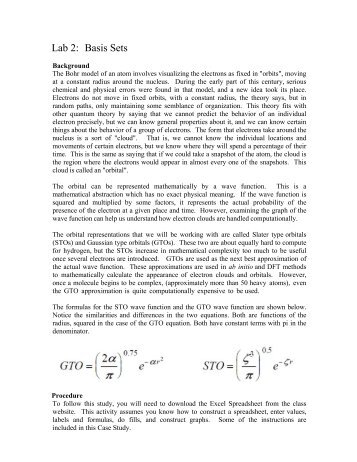 Lab 2: Basis Sets