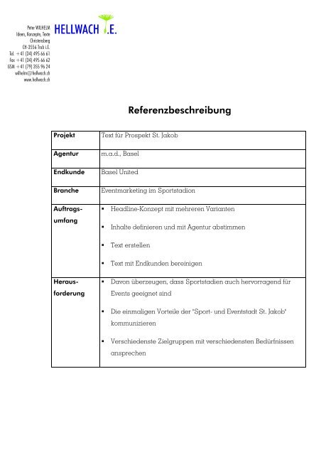 Referenzbeschreibung - Hellwach