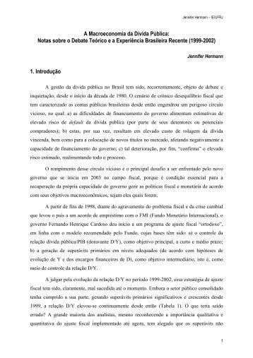 A Macroeconomia da Dívida Pública - Instituto de Economia da UFRJ