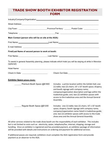 TRADE SHOW BOOTH EXHIBITOR REGISTRATION FORM