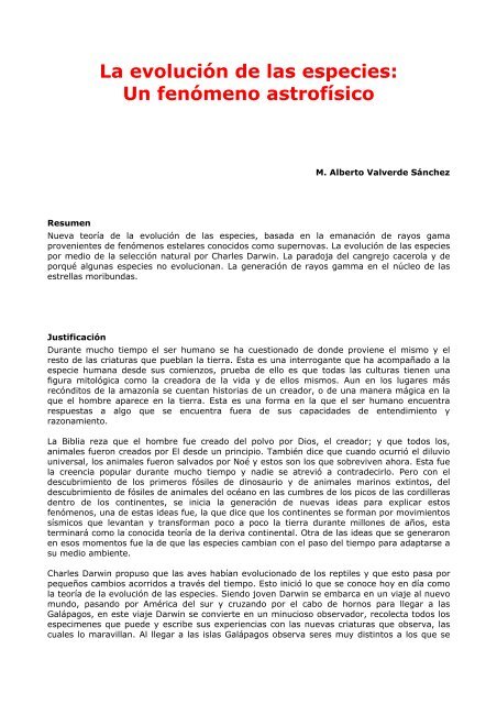 La evoluciÃ³n de las especies: Un fenÃ³meno astrofÃ­sico - Casanchi
