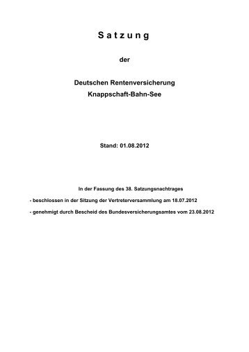 S atzung der Deutschen Rentenversicherung Knappschaft-Bahn-See